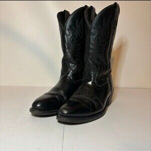 Laredo Paris Cowboy Western Boots Black Leather Cowhide Men's Size 9D #4240